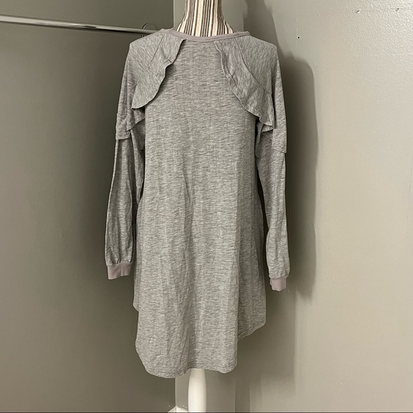 Umgee Womens Gray Long Sleeve Ruffle Slub Cotton Blend Tunic Short Dress Size M - Picture 3 of 12